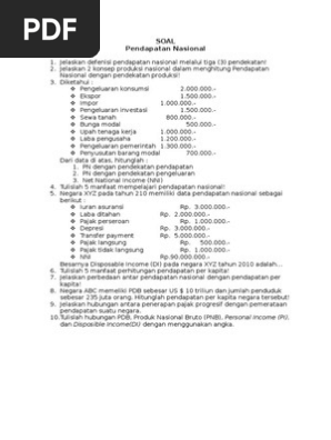 Soal Pendapatan Nasional
