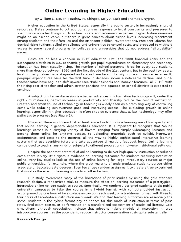 Impact of Hybrid Online Learning in Higher Ed | PDF | Educational ...