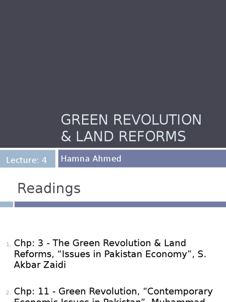 Green Revolution and Land Reforms in Pakistan | PDF | Green Revolution ...