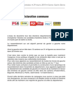 Elections départementales 2015 - Seine-Saint-Denis Déclaration Gauche rassemblée