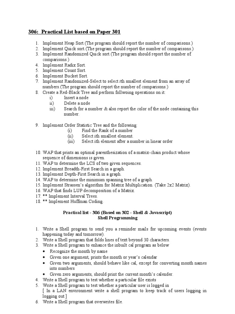 Practical List - 306 (Based On 301 & 302) | PDF | Command Line ...