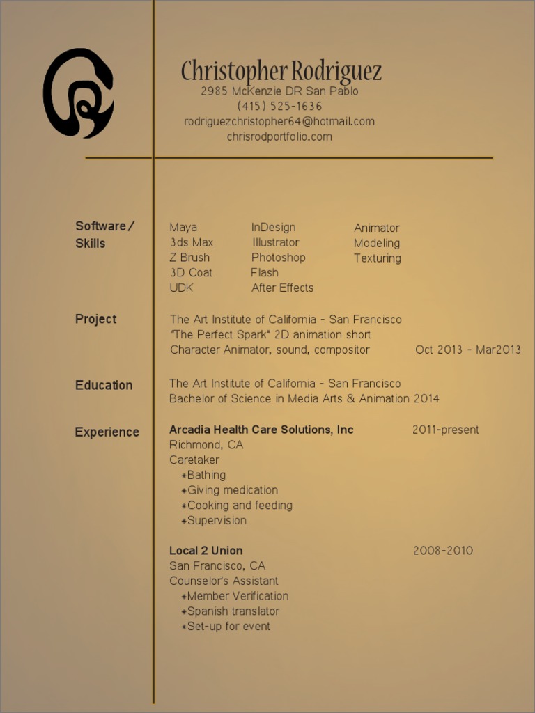 Christopher Rodriguez - Media Arts Resume | PDF | Art