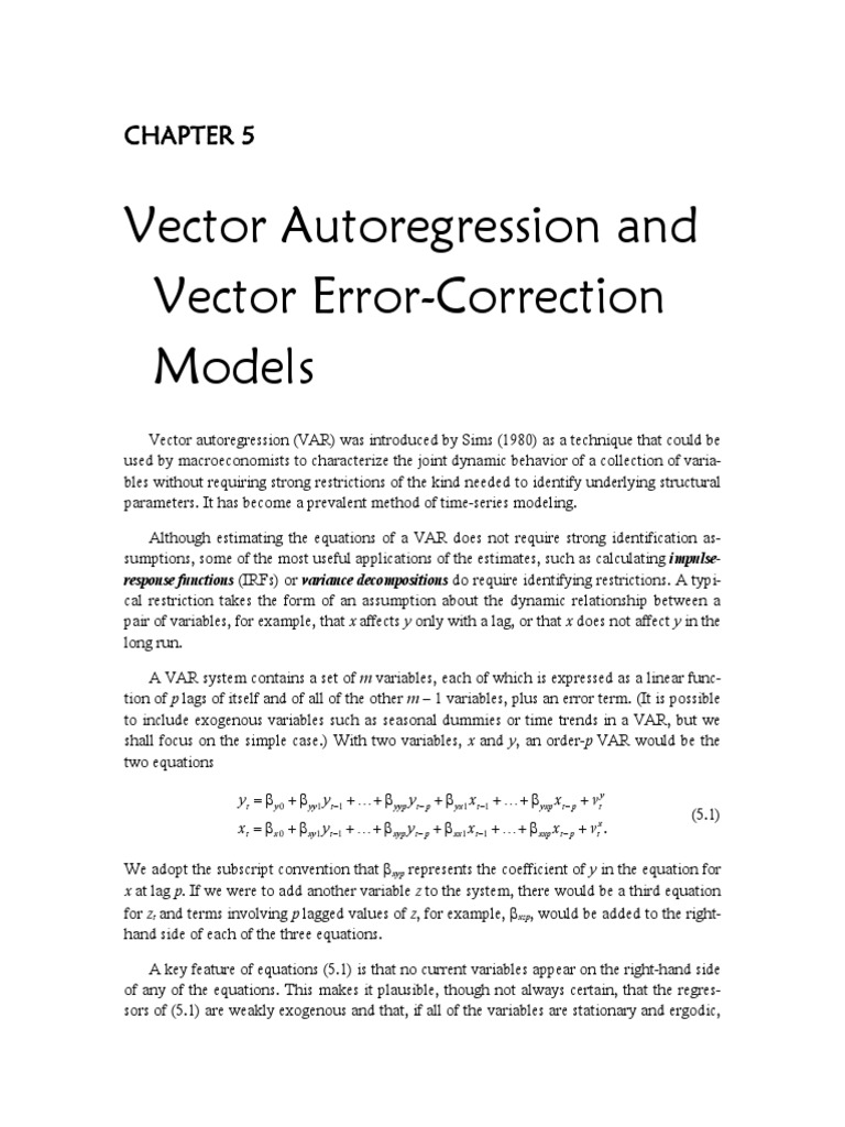 Vector Autoregression and Error-Correction Models | PDF | Vector ...