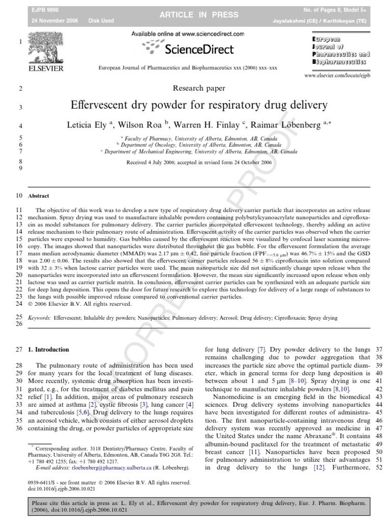 Ely Effervescent Powders PDF Pharmaceutical Formulation Nanoparticle