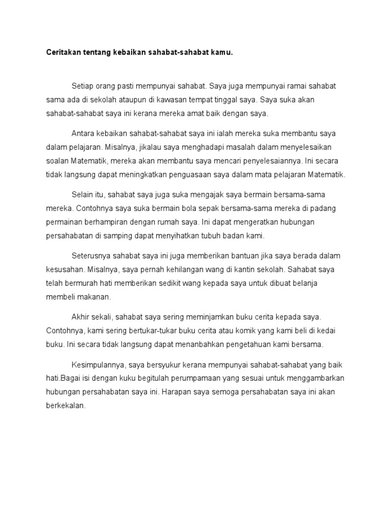 Contoh Penulisan Karangan Berformat Upsr