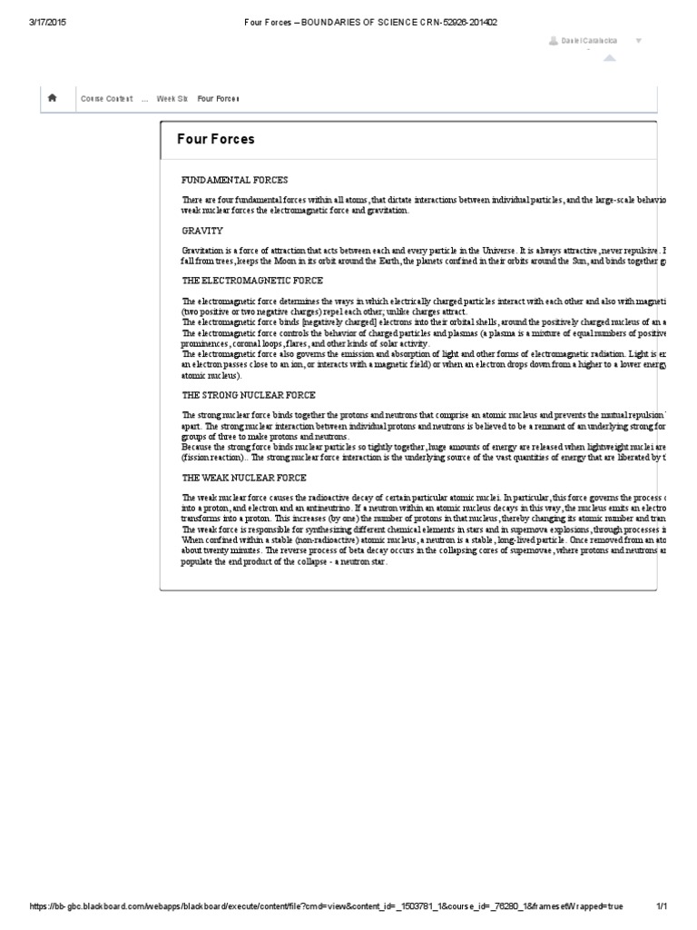 Four Fundamental Forces of Nature | PDF | Nuclear Physics | Neutron