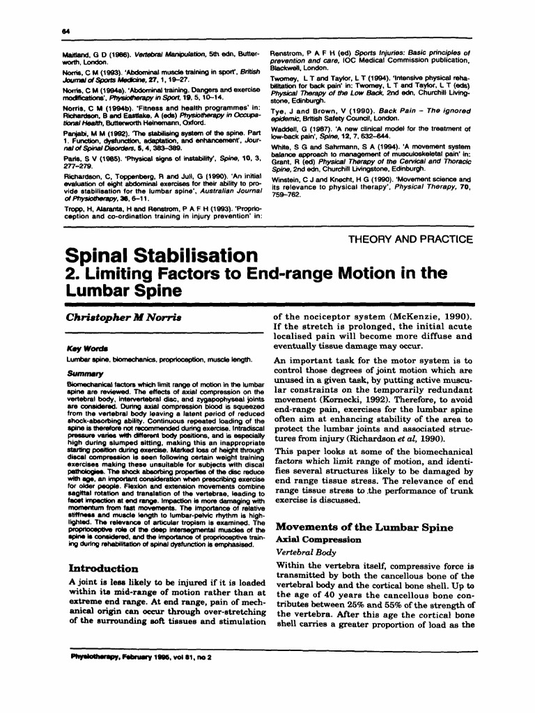 Lumbar Spine Biomechanics and Stability | PDF | Vertebral Column | Vertebra
