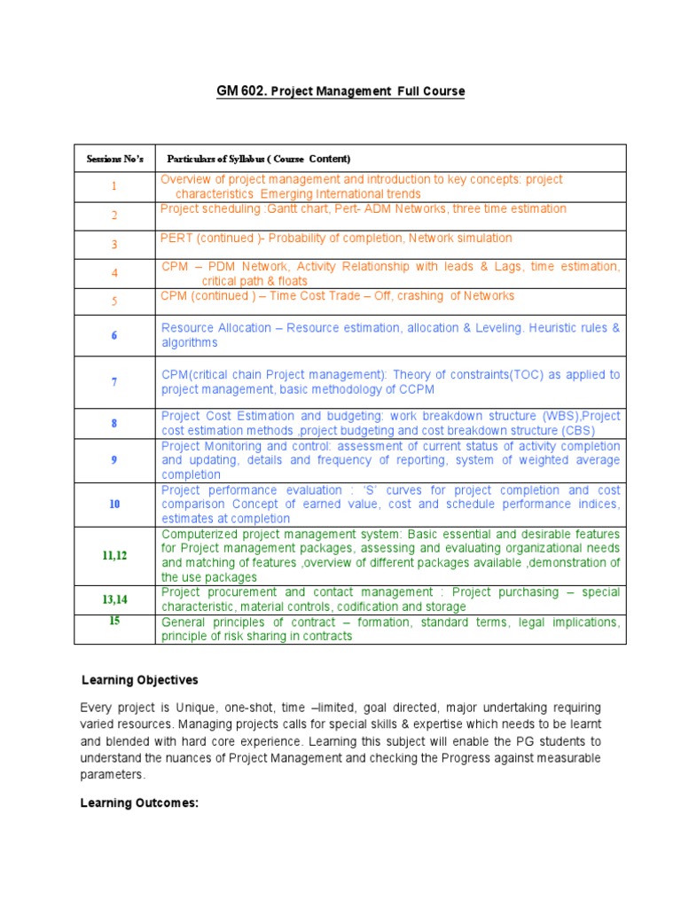 research project management syllabus