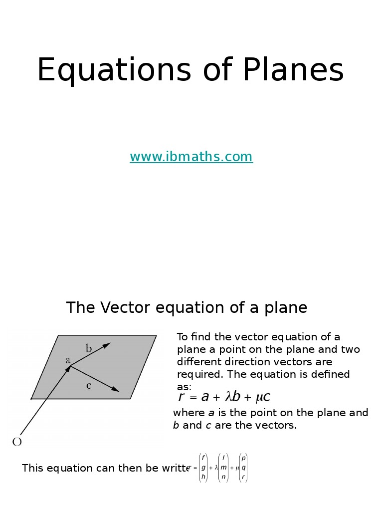 Equation of A Plane | PDF