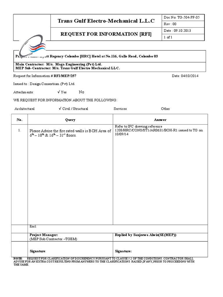 Sample RFI | PDF