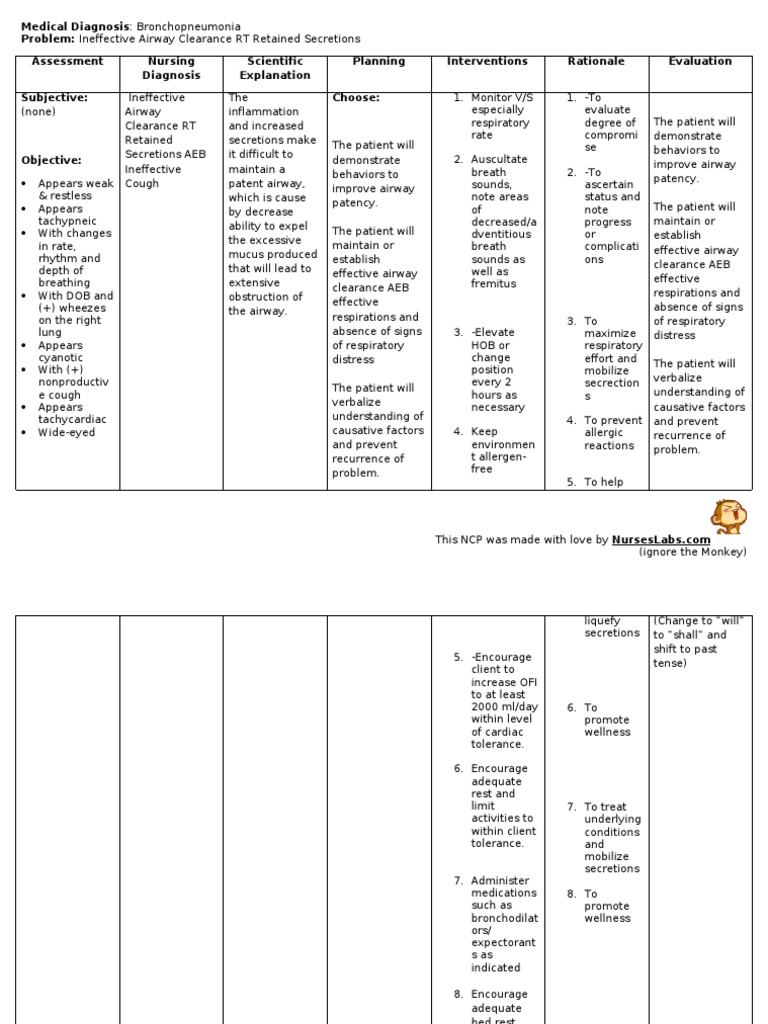 Pneumonia Ineffective Airway Clearance Respiratory Tract Breathing