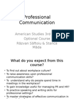 Professional Communication: American Studies 3rd Year Optional Course Răzvan Săftoiu & Stanca Măda