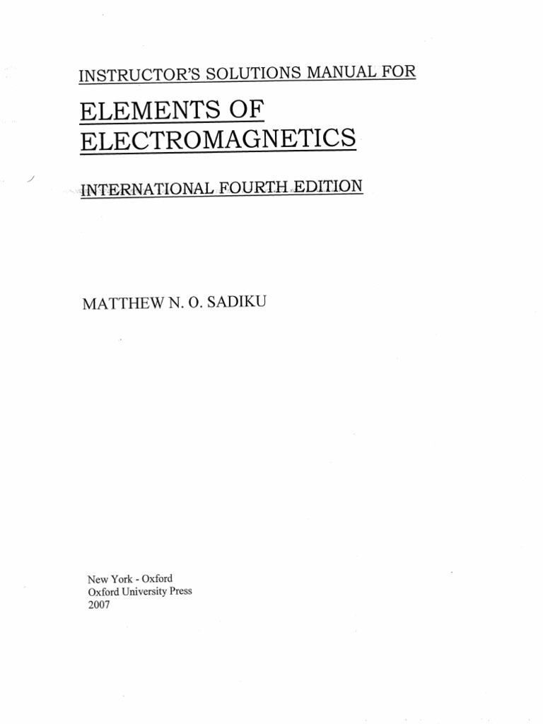Elements Of Electromagnetics Sadiku 7th Edition Pdf