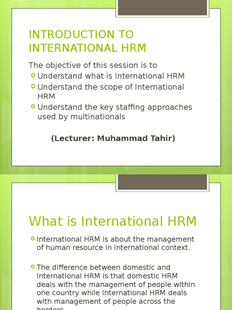 Intro To International HRM | PDF