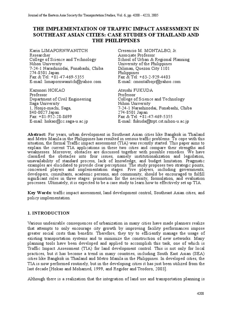 TRAFFIC Impact Assessment Study | PDF | Environmental Impact Assessment ...