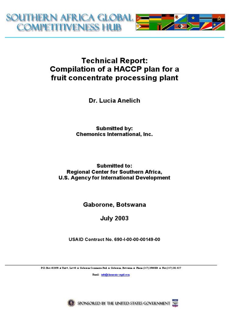 HACCP For Juice Industry2 PDF Hazard Analysis And Critical Control