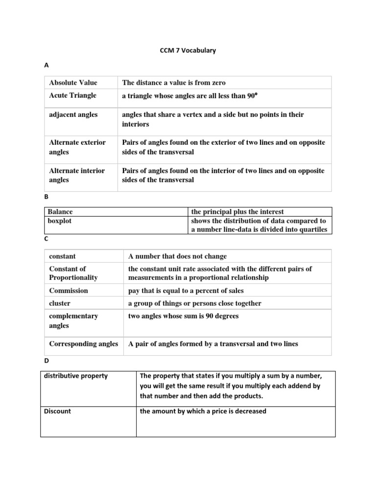 Ccm 7 Vocabulary Project Ratio Angle