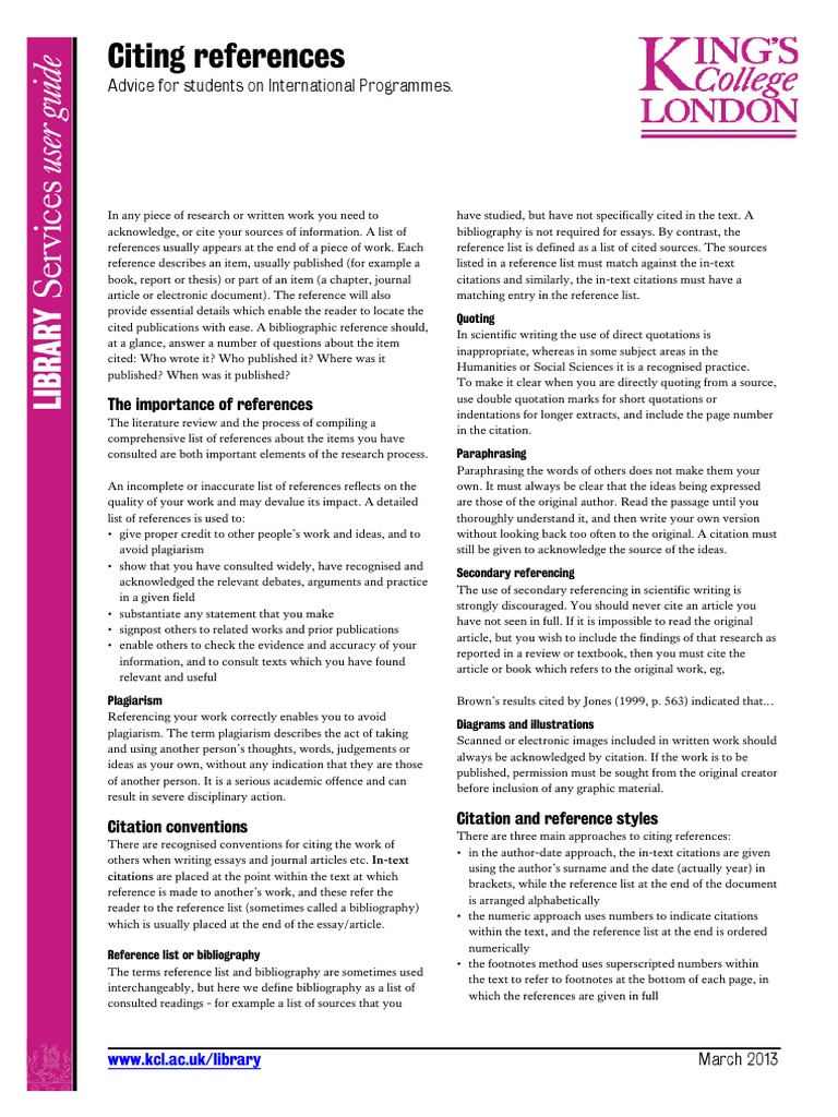 A Comprehensive Guide to Citing References and Avoiding Plagiarism ...