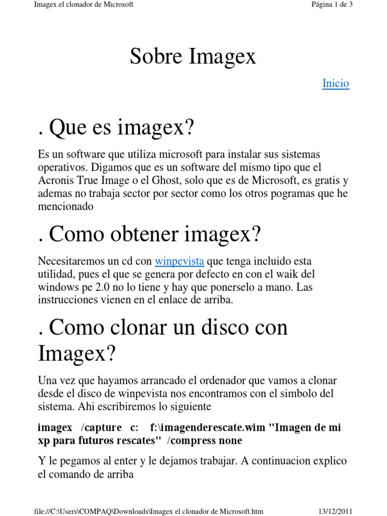 Imagex El Clonador de Microsof Descargar gratis PDF Microsoft