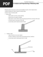 Retaining Wall Analysis and Proportions