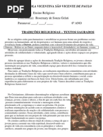 Tradições Religiosas - Textos Sagrados - 6º Ano - 2013(1)
