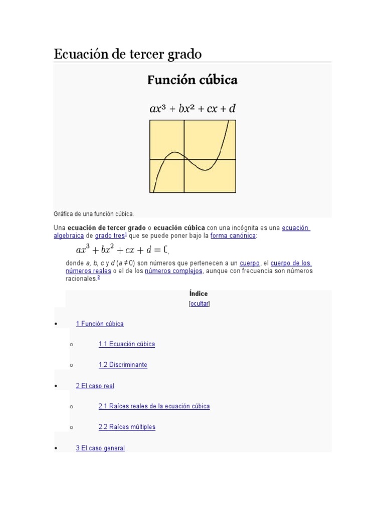 Ecuación de Tercer Grado Campo (Matemáticas) Ecuaciones