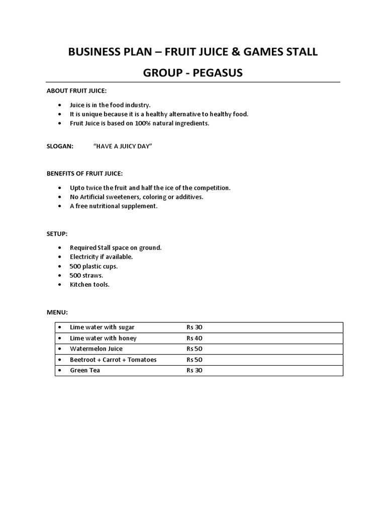 Stall business plan picture