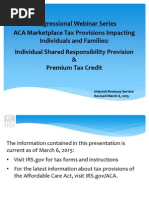 ACA Marketplace Tax Provisions Impacting Individuals and Families