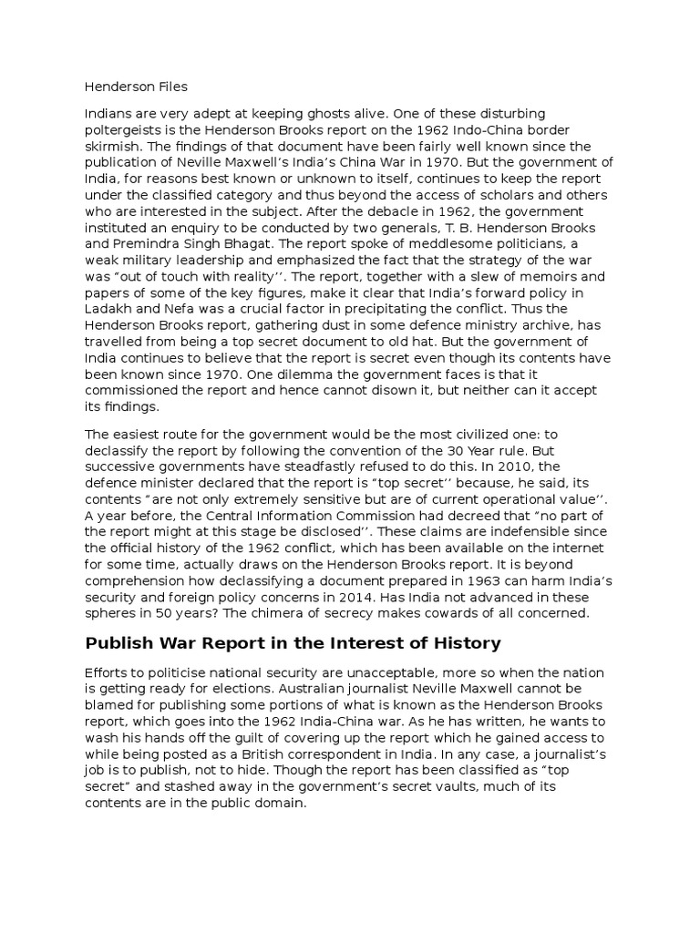 Publish War Report in The Interest of History PDF Independent India