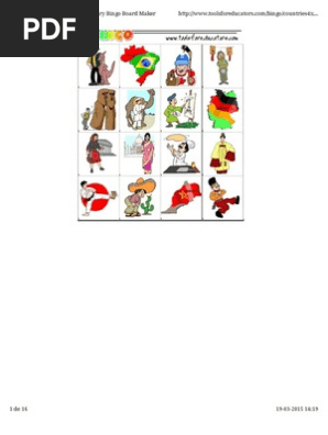 Nacionalidades Bingo