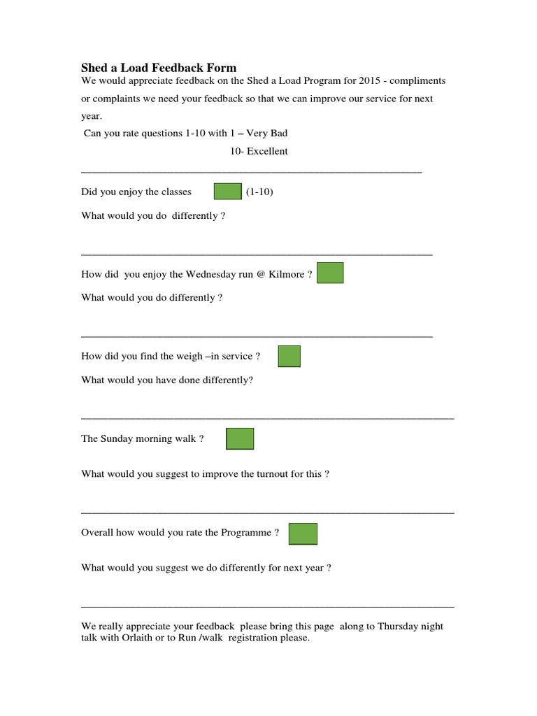 Shed a Load Program Feedback Form | PDF