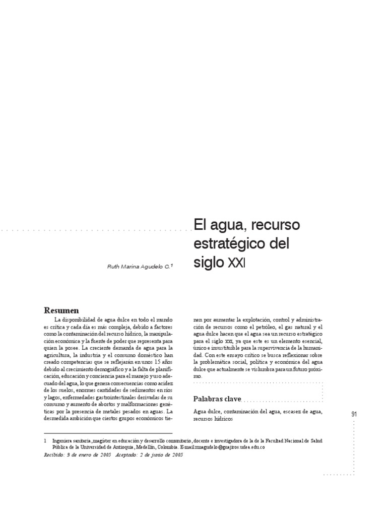 Agua dulce: crisis y futuro estratégico | PDF | La contaminación del ...