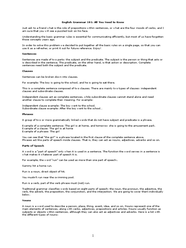 English Grammar 101 Pdf Adverb Part Of Speech