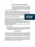 RESUMEN: El Documento y El Documento Electrónico.