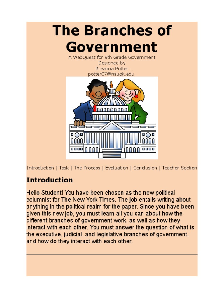 The Branches of Government A quest For 9Th Grade Government