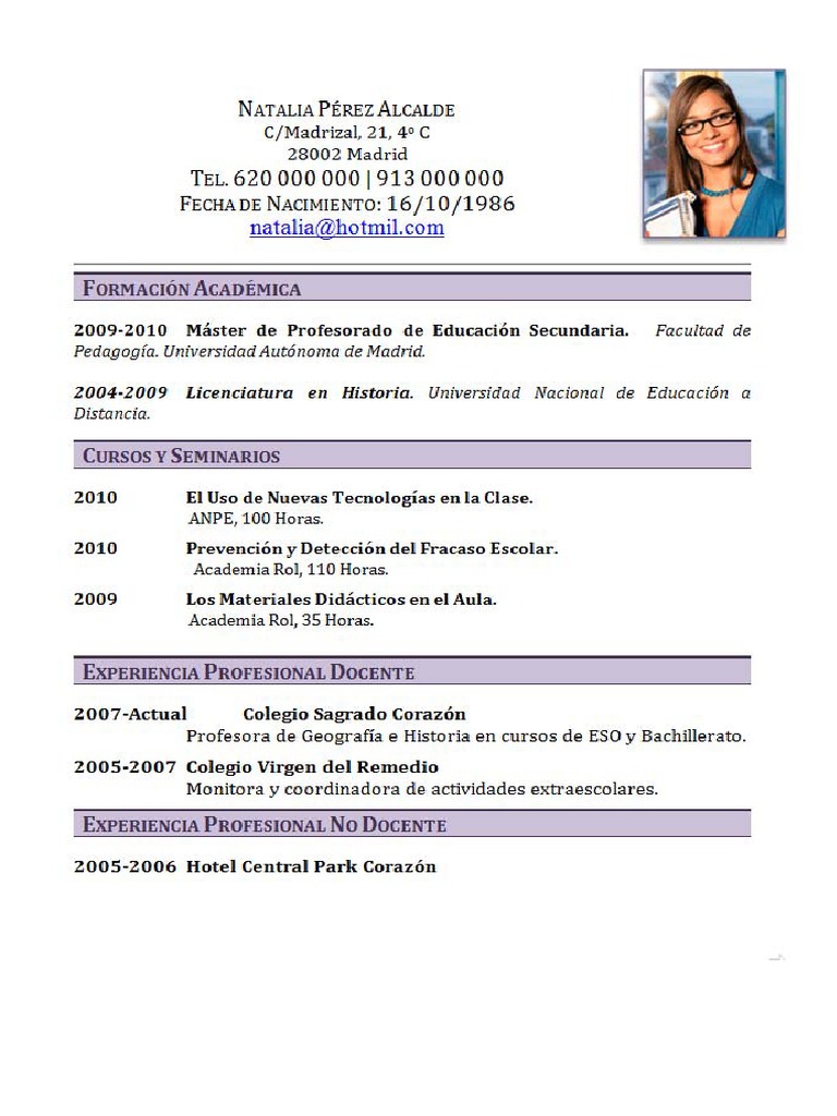 Curriculum vitae 1 image