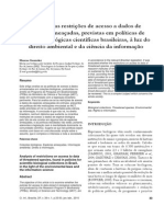 Análise Das Restrições de Acesso A Dados de Espécies Ameaçadas, Previstas em Políticas de Coleções Biológicas Científicas Brasileiras, À Luz Do Direito Ambiental e Da Ciência Da Informação