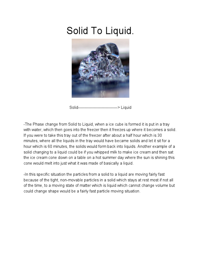 Understanding Solid to Liquid Phase Change | PDF | Cooking, Food & Wine