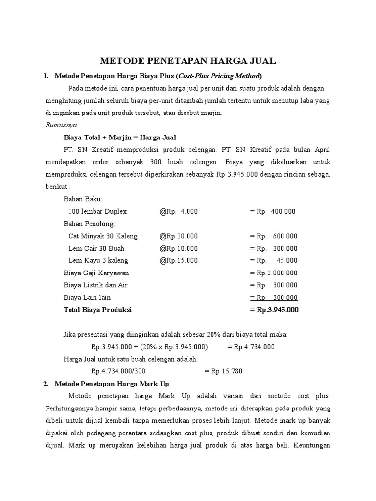 Akuntansi Manajemen Metode Peapan Harga Jual