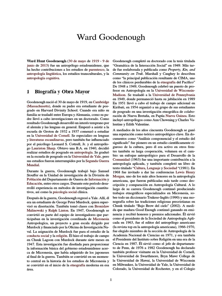Contribuciones de Ward Goodenough en Antropología | PDF | Academia ...