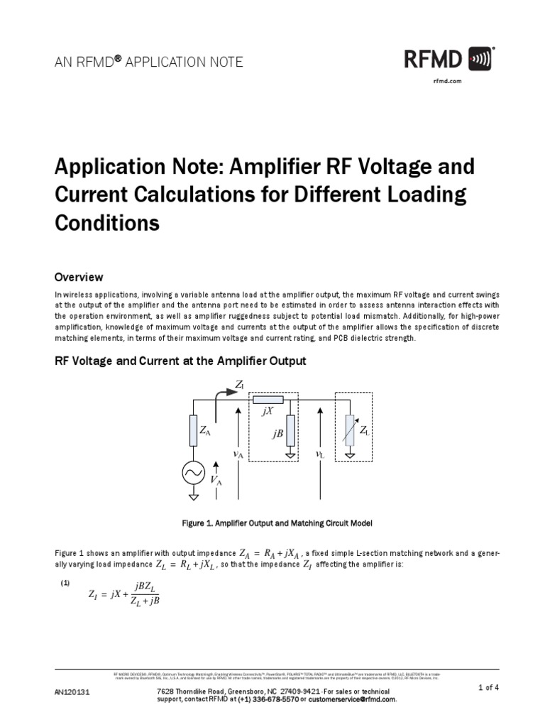 AN_Amplifier RF Voltage and Current Calculations Amplifier