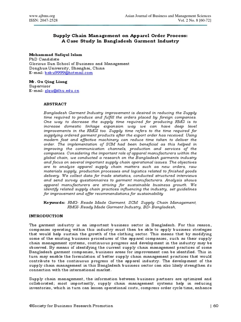 Supply Chain Management in Bangladesh Apparel | PDF