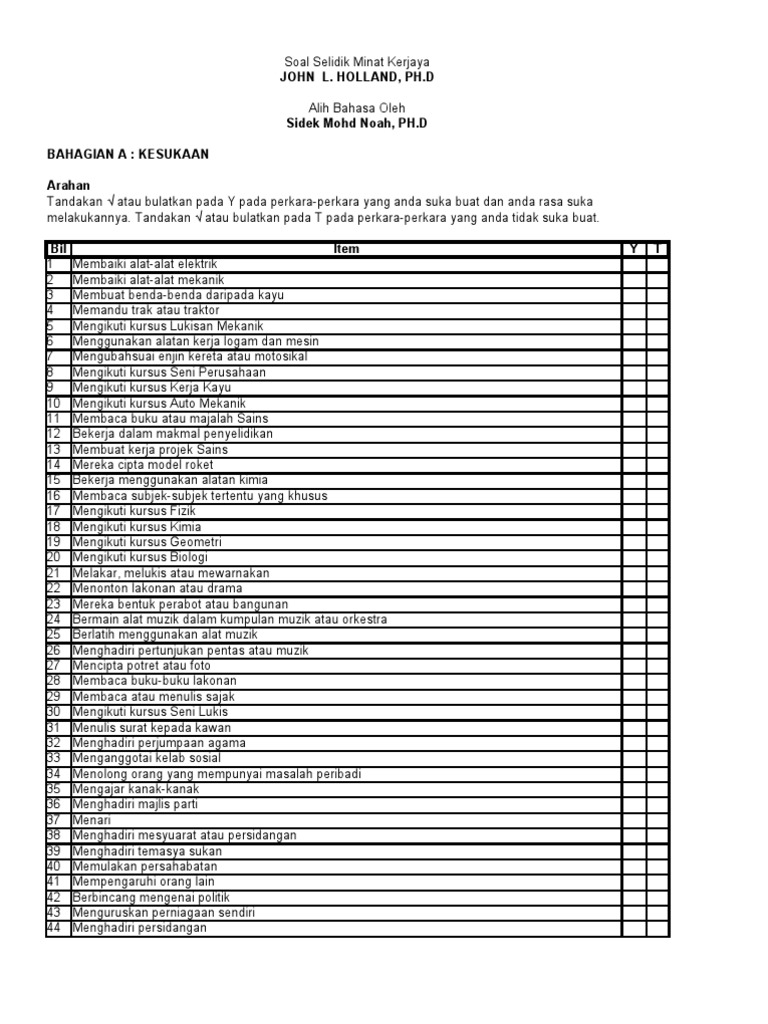 6442353 Set Ujian Holland