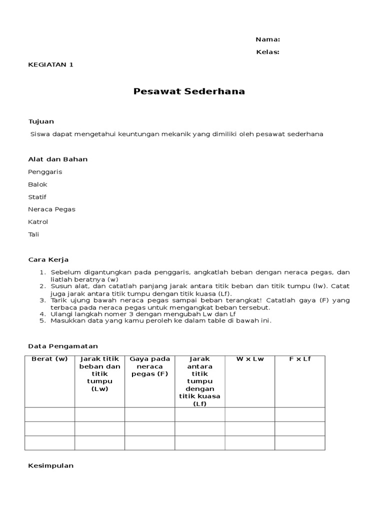 LKS Pesawat Sederhana