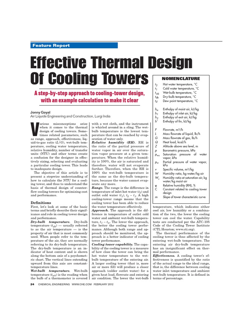 Cooling Tower Thermal Design Guide | PDF | Heat Transfer | Relative ...