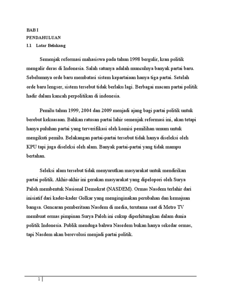 Makalah Perkembangan Partai Nasdem Indonesia