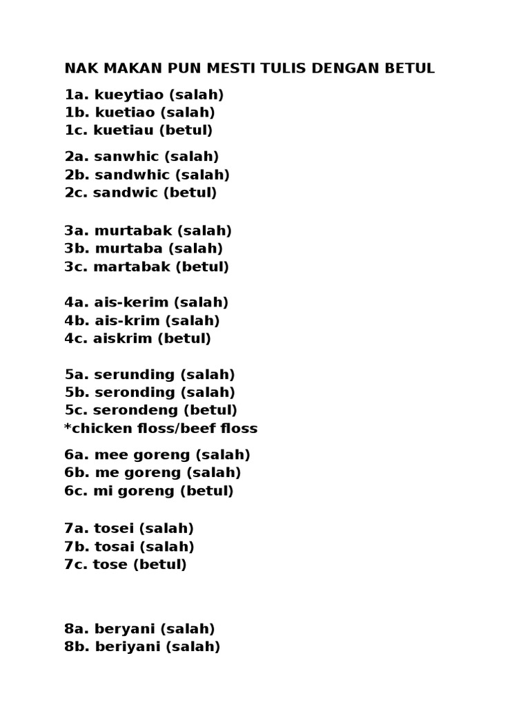 Nak Makan Pun Mesti Tulis Dengan Betul Pdf