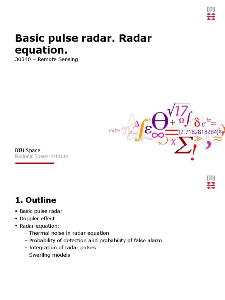 Basic Pulse Radar. Radar Equation PDF Radar Radio Spectrum
