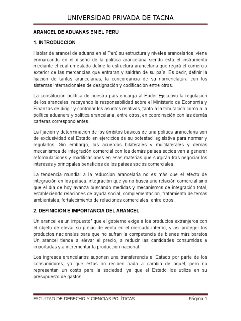 Arancel de Aduanas en El Peru | PDF | aduana | Arancel
