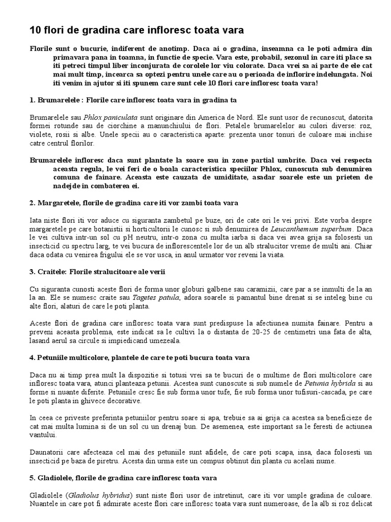 10 Flori De Gradina Care Infloresc Toata Vara